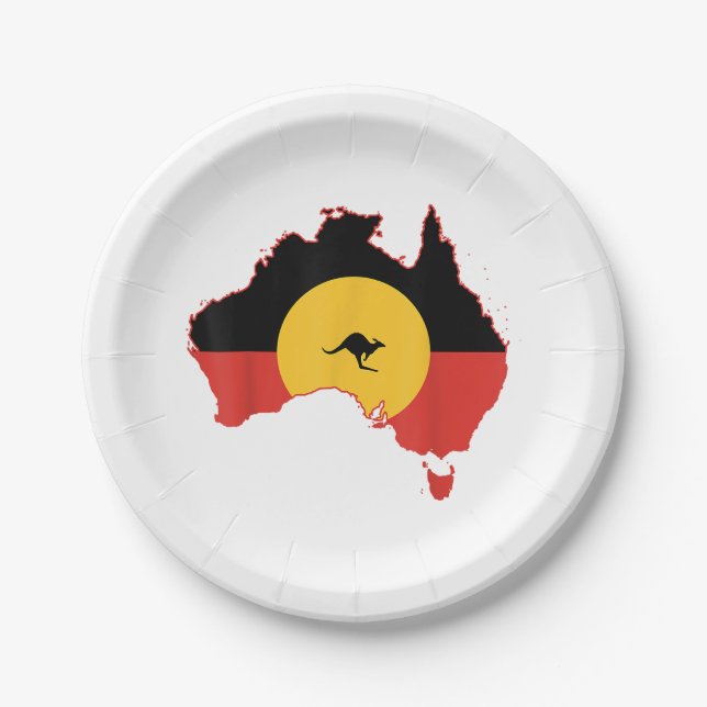 Plato De Papel Bandera aborigen camiseta bandera australiana rega (Anverso)