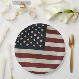 Plato De Papel Bandera acuarela estadounidense 4 de julio