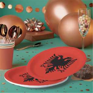 Plato De Papel Bandera albanesa