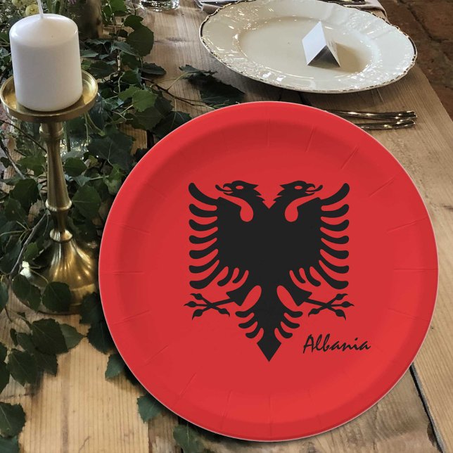 Plato De Papel Bandera albanesa y fiestas albaneses patriotas/dep (Subido por el creador)