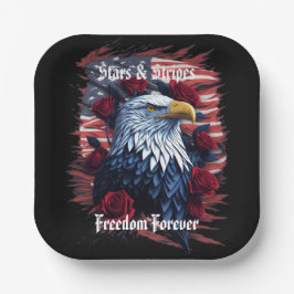 Plato De Papel Bandera Americana Águila de la Libertad Estrellas 