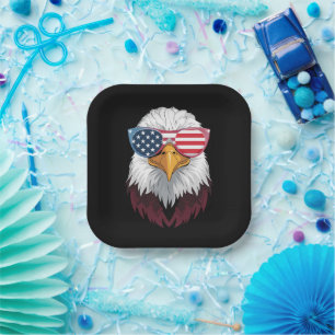 Plato De Papel Bandera Americana Águila Patriótica 4 De Julio