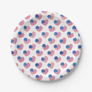Plato De Papel Bandera americana corona franjas de estrellas roja