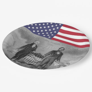 Plato De Papel Bandera americana de George Washington Abraham