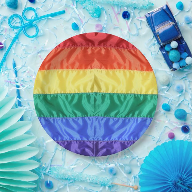 Plato De Papel Bandera arcoiris Orgullo gay LGBTQ el amor LGBT es (Fiesta)