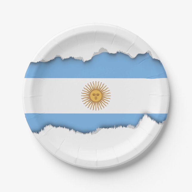 Plato De Papel Bandera argentina tradicional (Anverso)