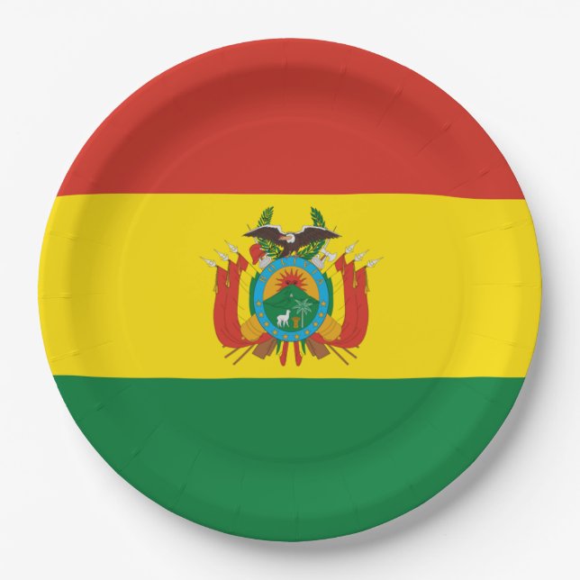Plato De Papel Bandera: Bolivia (Anverso)