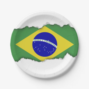 Plato De Papel Bandera brasileña clásica