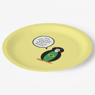 Plato De Papel Bandera brasileña Ms Penguin Personalizada habland