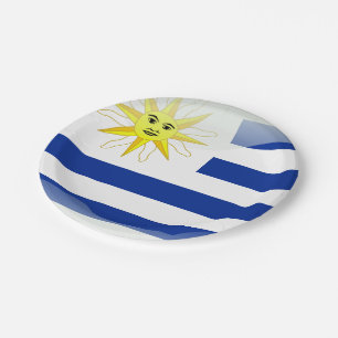 Plato De Papel Bandera brillante de Uruguay