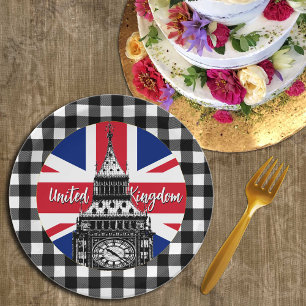 Plato De Papel Bandera Británica, Big Ben, Plaid, Reino Unido