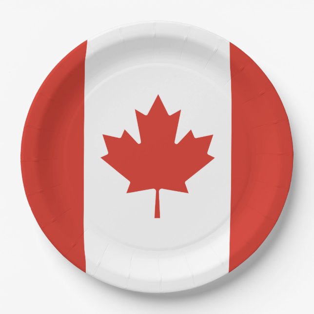 Plato De Papel Bandera canadiense (hoja de arce) (Canadá) (Anverso)