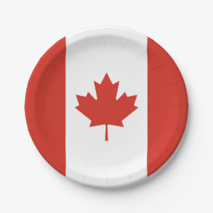 Plato De Papel Bandera Canadiense Patriótica