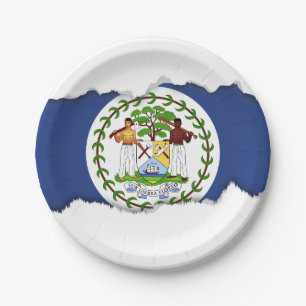 Plato De Papel Bandera clásica de Belice