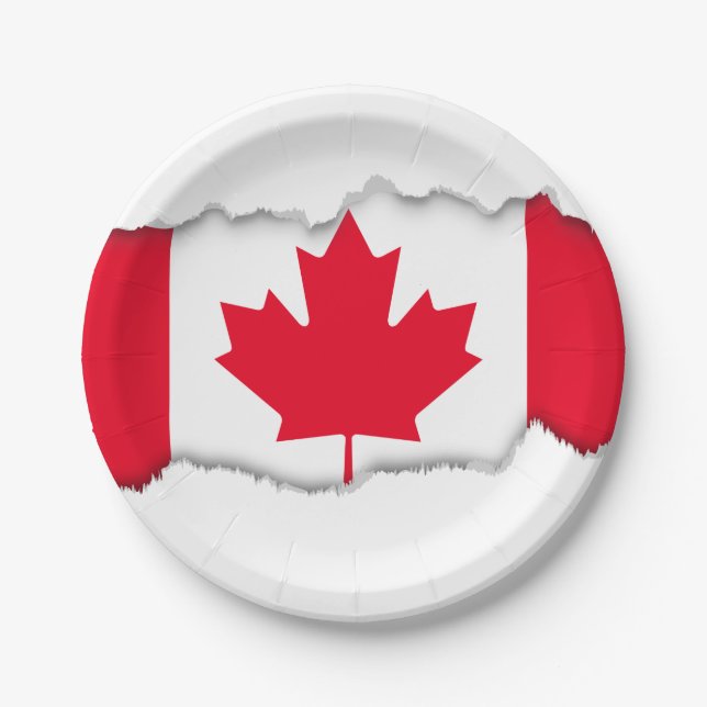 Plato De Papel Bandera clásica de Canadá (Anverso)