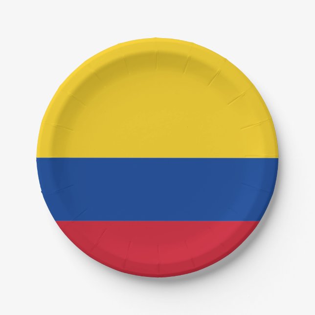 Plato De Papel Bandera: Colombia (Anverso)