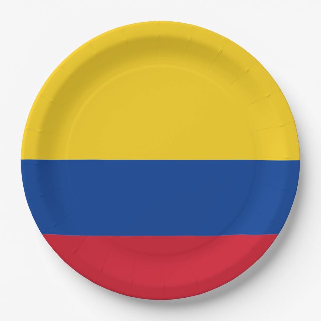 Plato De Papel Bandera: Colombia (Anverso)