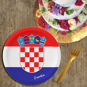 Plato De Papel Bandera croata y patriotas/deportes fiestas de Cro