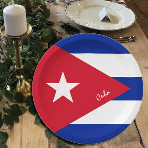 Plato De Papel Bandera cubana, fiesta, deportes, Cuba