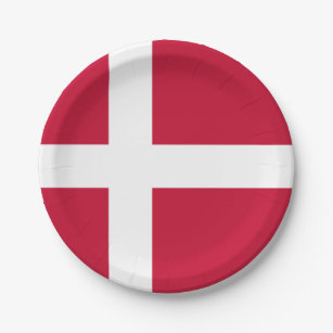 Plato De Papel Bandera danesa patriótica