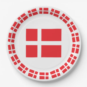 PLATO DE PAPEL BANDERA DANNEBROG DE DINAMARCA