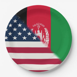 Plato De Papel Bandera de Afganistán USA Medio afgano-estadouni
