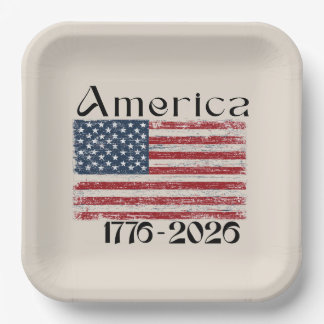 Plato De Papel Bandera de América 1776 a 2026 EE. UU. 250 Anivers
