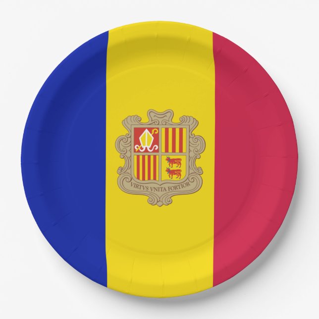Plato De Papel Bandera de Andorra (Anverso)