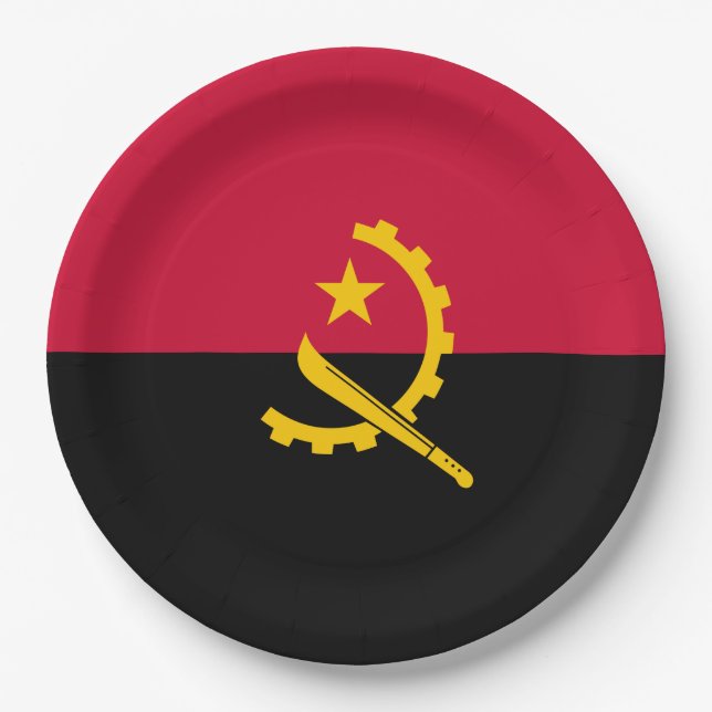 Plato De Papel Bandera de Angola (Anverso)