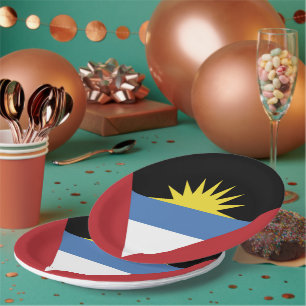 Plato De Papel Bandera de Antigua y Barbuda