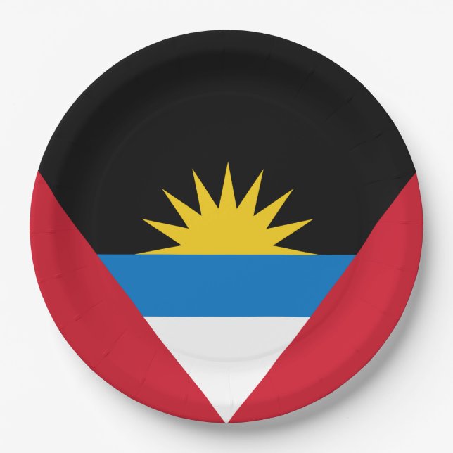 Plato De Papel Bandera de Antigua y Barbuda (Anverso)