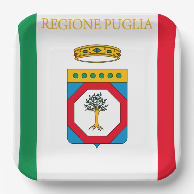 Plato De Papel Bandera de Apulia (Italia) (Anverso)