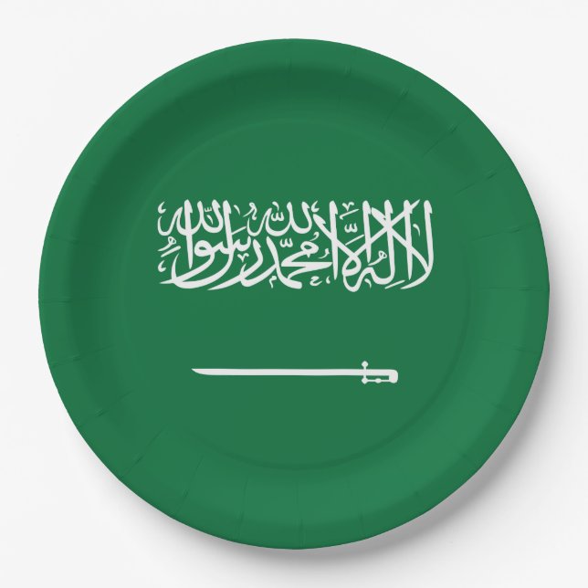 Plato De Papel Bandera de Arabia Saudita (Anverso)