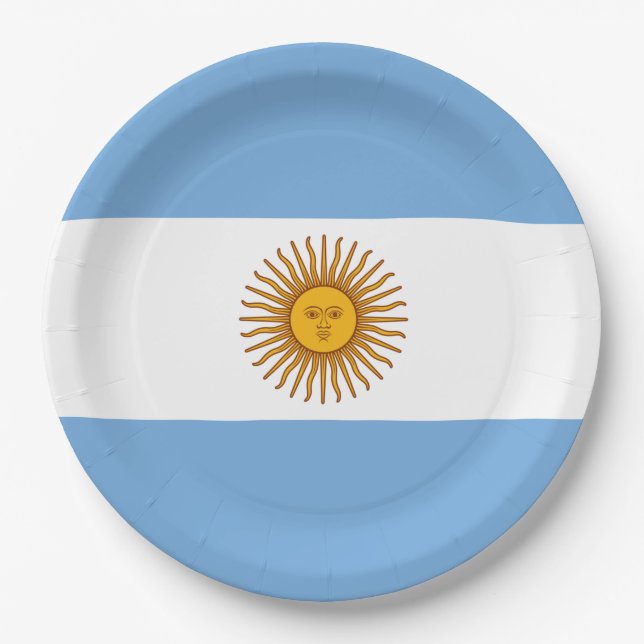 Plato De Papel Bandera de Argentina (Anverso)