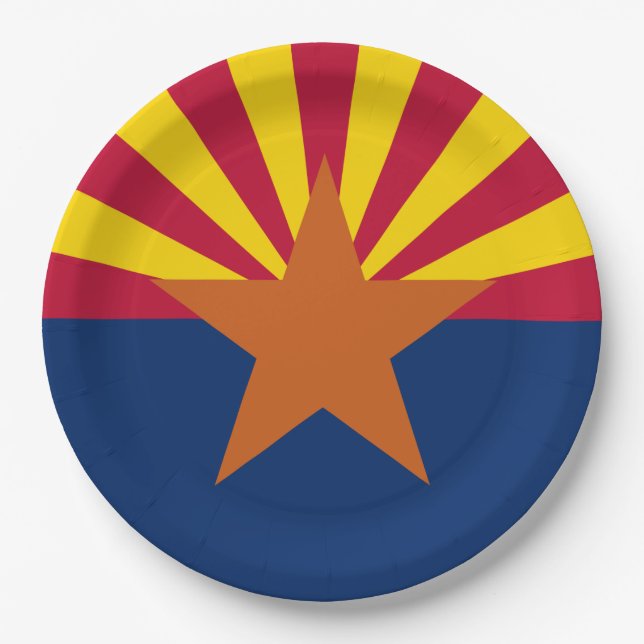 Plato De Papel Bandera de Arizona: Estrella Creadora de Sol, El E (Anverso)