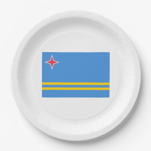 Plato De Papel Bandera de Aruba (Anverso)