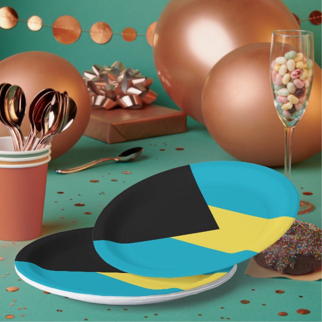 Plato De Papel Bandera de Bahamas (Multi)