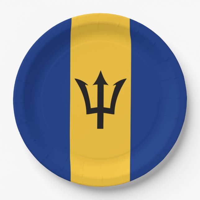 Plato De Papel Bandera de Barbados (Anverso)