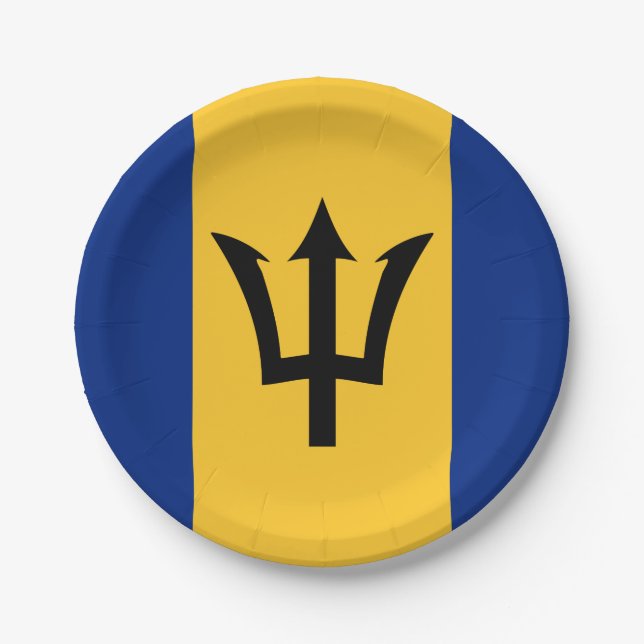 Plato De Papel Bandera de Barbados (Anverso)
