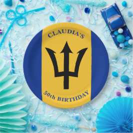 Plato De Papel Bandera de Barbados Fiesta de Cumpleaños Barbadens
