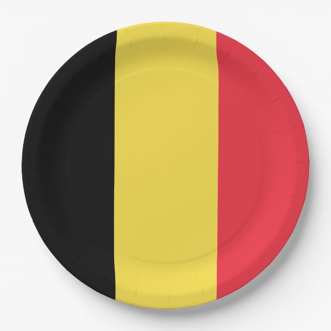 Plato De Papel Bandera de Bélgica (Anverso)