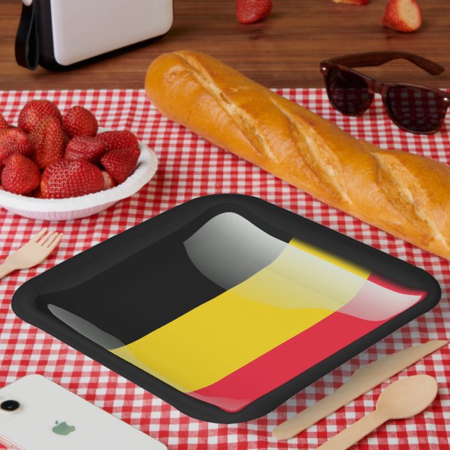 Plato De Papel Bandera de Bélgica (Picnic)