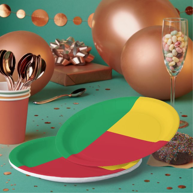 Plato De Papel Bandera de Benín (Multi)