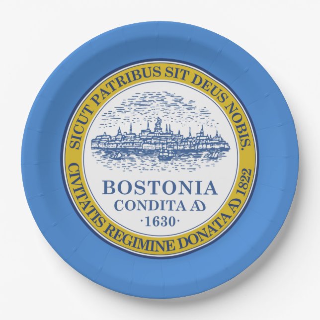 Plato De Papel Bandera de Boston (Massachusetts) (Anverso)