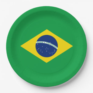 Plato De Papel Bandera de Brasil