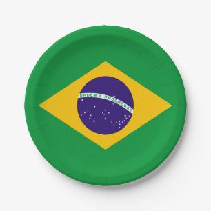 Plato De Papel Bandera de Brasil