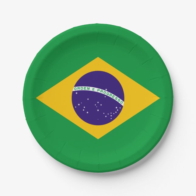 Plato De Papel Bandera de Brasil (Anverso)