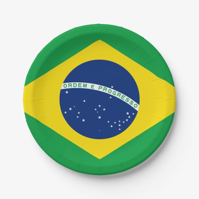 Plato De Papel Bandera de Brasil (Brasil) (Anverso)
