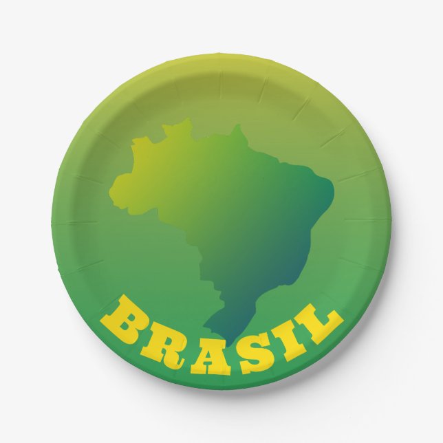 Plato De Papel Bandera de Brasil | Brasil Verde Amarelo (Anverso)