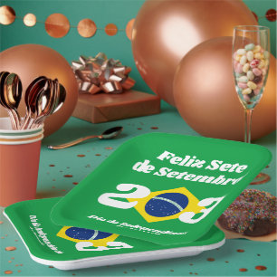 Plato De Papel Bandera de Brasil, Día de la Independencia de Sete